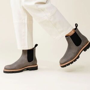 NEW NISOLO Go-To Lug Chelsea Leather Boots Women Waterproof $228 Grey